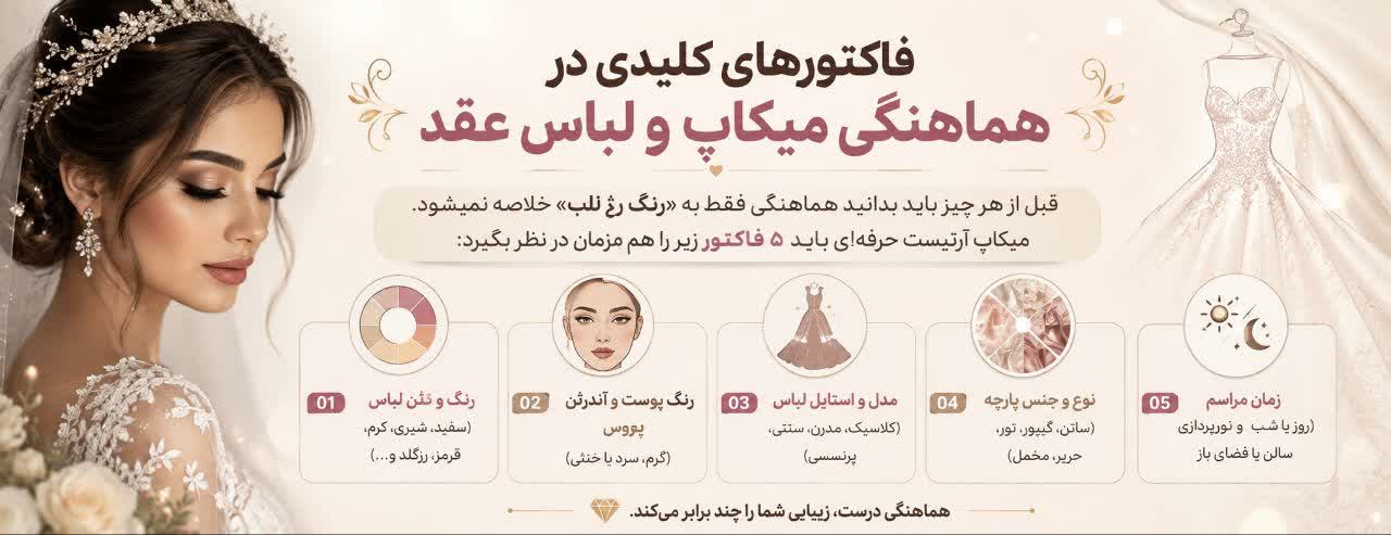 فاکتورهای کلیدی در هماهنگی میکاپ و لباس عقد فاکتورهای کلیدی در هماهنگی میکاپ و لباس عقد